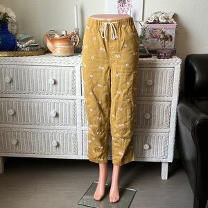 Madewell mustard floral embroidered crop pants Medium